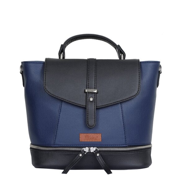 Ladies' Blue Colour Vegan/PU Leather Backpack – Stylish Daypack with Top Handle - Picture 1 of 10